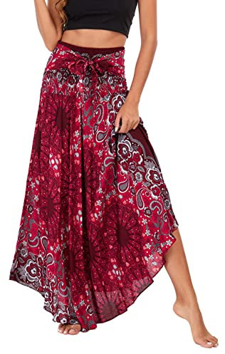 FEOYA Estate Casuale 2 in 1 Gonna Abito Bohemien Sciolto Gonna fluente Festa in Spiaggia Vestito Indossare Gonna Gonna Swing Grande Danza del Ventre Casual Stile 10