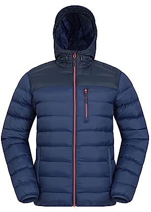 Mountain Warehouse Link Mens Padded Jacket - Showerproof, Lightweight & Warm Puffer Coat with Lots Of Pocket - Ideal For Cold & Wet Weather Blue 2XL