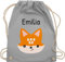 Turnbeutel Rucksack - Süßer schlauer Fuchs - Unisize - Hellgrau - beutel für wechselwäsche kindergarten füchse personalisierte geschenke kind stoffbeutel jungen krippe name kita turnbuetel