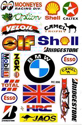 1 Sheet – Sponsors Logo Sticker Motorsport Motocross Car Tuning Sticker Film 1 Sheet 270 mm x 180 mm Weatherproof or for Model Making