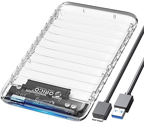 Case HDD 2.5 SATA USB 3.0, ORICO Trasparente Case Hard Disk 2.5 SATA I II III per 7mm e 9,5 mm HDD/SSD, Supporto UASP, Tool Free Case SSD Con cavo USB(2139U3)