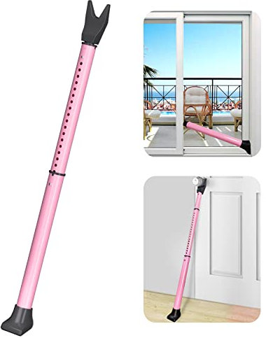 Security Bar for Door Entrance, Sliding Door Lock, Entrance Door Handle, Pink