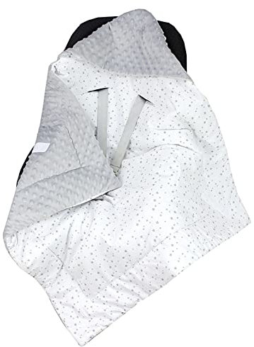 TupTam Baby Winter Einschlagdecke Babydecke 75x75cm für Autositz Babyschale Wattiert Minky Baumwolle Universal, Farbe: Sternbild/Weiß/Grau, Größe: Einheitsgröße
