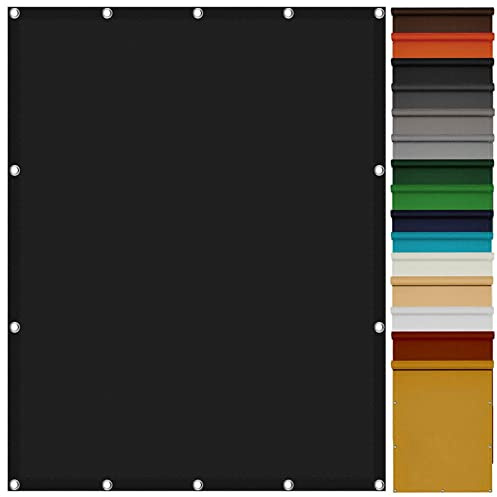 Waterproof Garden Sun Shade Sail 3.5 x 6 m Anti-Ultraviolet Outdoor Fence Covering with 4 Ropes Anti-Peeping for Greenhouse Flower Plant, Black