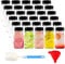 HEIHAK 30 Pack 4oz/120ml Plastic Juice Bottles with Pouring Funnel and Brush, Reusable Shot Bottles with Lids for Juice, Milk, Smoothies and Coffee Storing