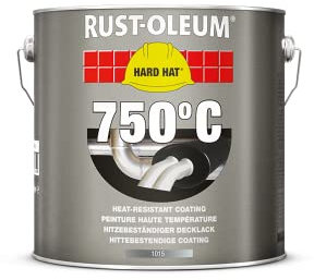 Rust-Oleum HARD HAT Hitzebeständiger Decklack - Hochleistungs-Deckschicht, hitzebeständig bis 750°C, Ofenlack Auspufflack Sprühlack Lack Spray Sprühfarbe Hitzelack Farbspray (2.5 l, Aluminium)