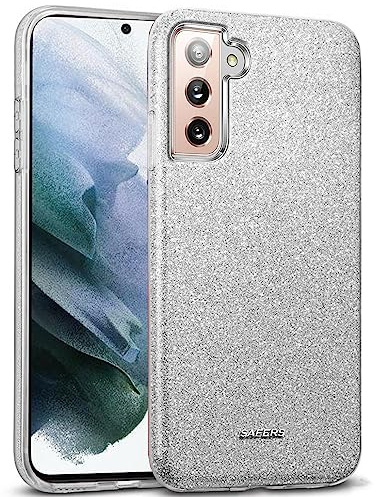 CoolGadget Handyhülle durchsichtig für Samsung Galaxy S22, Glitzer Schutzhülle mit 3-facher Beschichtung, Präzise Aussparungen, Stoßfest, Kratzfest, Leicht, Silber