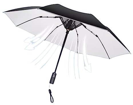 PASPRT Foldable Parasol with Fan, Compact Travel Umbrella, Rainproof and Compact, Light, Portable Charging Port, for Hot and Sunny Days (black)