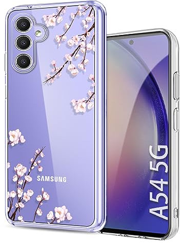 Ciciber Samsung Galaxy A54 5G Hülle, Ultra Dünne Transparent TPU Handyhülle für Samsung A54,Slim Fit Stoßfest Schutzhülle Galaxy A54 Case Cover mit Kirschblüten Blumen Motiv