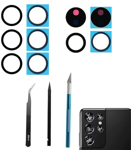 PeiDog S21 Ultra Rear Back Camera Glass Lens Replacement for Samsung Galaxy S21 Ultra with Repair Tool Kit
