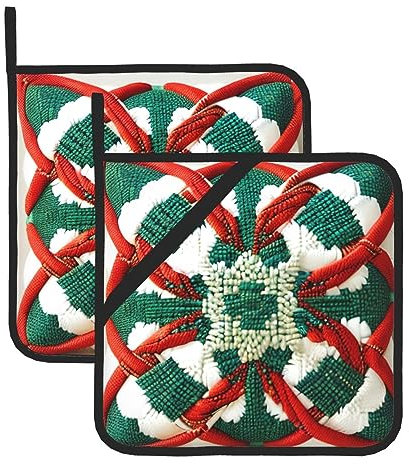 Lot de 2 maniques multifonctions en tissu de laine résistant à la chaleur - Gants de four micro-ondes - Tissu polyester imperméable