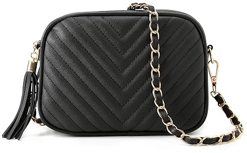 Lotus Karen Crossbody Bags for Women Trendy Small Crossbody Purse for Women Triple Zip Cell Phone Leather Handbag (Black)