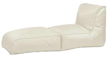 chilly pilley Sitzsack, Faltbarer Pouf zum Sitzen und Liegen 2 in 1 – mit EPS-Füllung – Riesensitzsack – Kinder & Erwachsene – Outdoor Liegekissen Wasserfest Sitzkissen – viele Farben, Creme