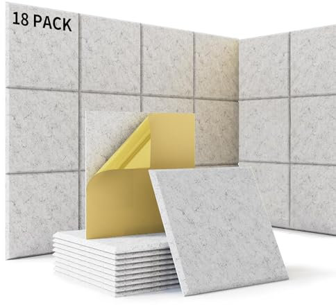 18 Stück Akustikplatten Selbstklebend, Schallabsorber Schallschutz mit Hohe Dichte 230kg/m³, 30x30x1cm Schalldämmung Wand tür Decken, Akustikpaneele Holz für Gaming Deko, Büros, Studios