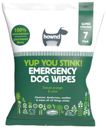 hownd Yup You Stink! Emergency Dog Wipes - Odor Control & Wipes Away Dirt & Grime - No Water Needed, 1 Wipe Covers Dog's Whole Coat - Alcohol Free, Paraben Free, Travel Size - 1 Pack (7 Wipes Total)
