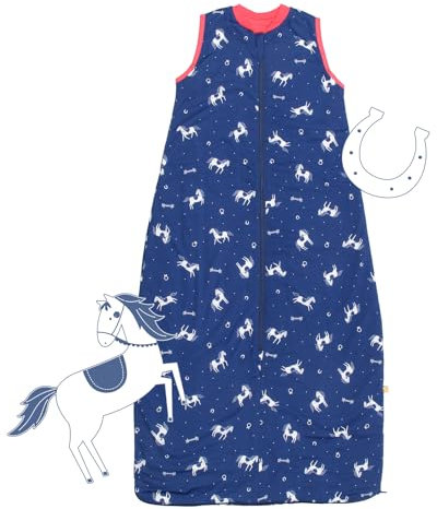 schlummersack Kinder Schlafsack Baby Sommer 130 cm dünn Pferde | Sommerschlafsack Baby 1.0 Tog 1 Tog Baby Schlafsack Sommer | Schlafsack Baby Sommer Frühling