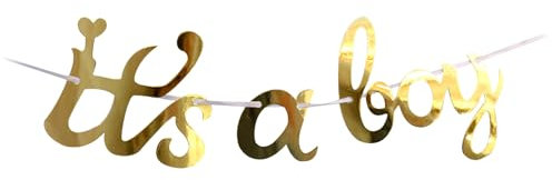 5M Goldene Babyparty Wimpelkette, Geburtstags Geschlechtsoffenbarung Party Banner Dekorationen für Jungen, Mädchen Baby Geburtstagsfeier Heimdekoration, It's A Boy