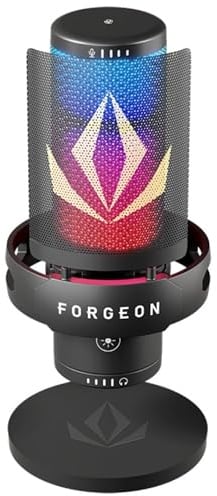 Forgeon Spell Gaming Mikrofon, Anpassbares RGB, USB, Nierencharakteristik, Sprachaufnahme PC, Kondensatormikrofon