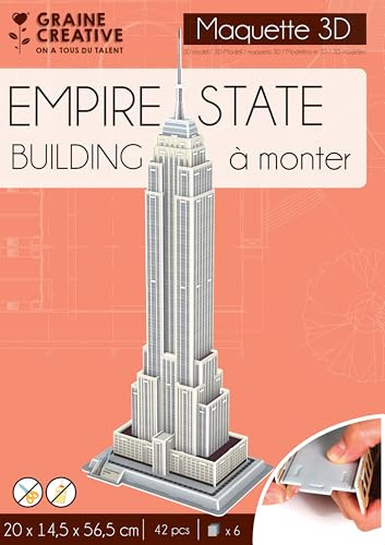 Graine Creative 3D Modell - Bastelset, DIY Bausatz, Bastelprojekt, Kreativbausatz, 30 x 20 x 25 cm, zum Selberbauen, Modellbau Empire State Building