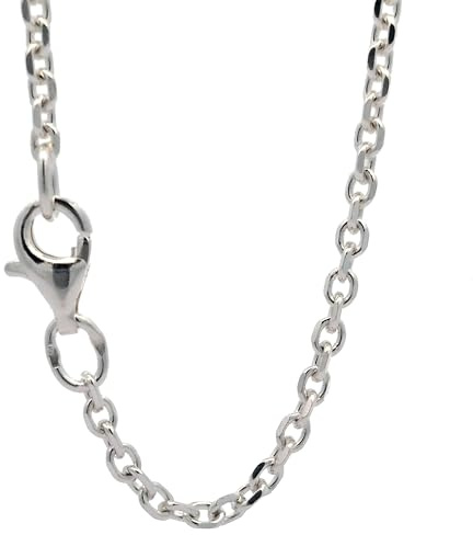 hoplo holzenplotz Silberkette Ankerkette diamantiert Halskette 2,0 mm massiv 925 Silber, Kettenlänge:45 cm Damenkette