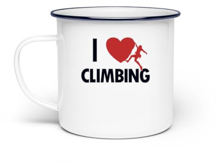 I Love Climbing Escalada Escalada Alpinas Kraxler Escalada - Taza esmaltada - Talla única - Blanco