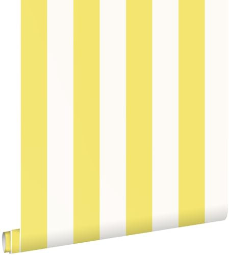 papier peint à rayures jaune et blanc 0.53 x 10.05 m - ESTAhome