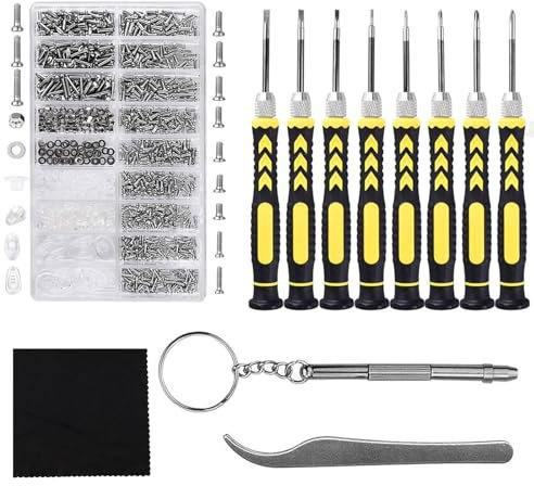 8-in-1 Glasses Repair Kit with Screws, Screwdriver, Nose Pads, and Eyeglass Cloth,Spectacle Repair Kit, Glasses Screwdriver Repair Kit for Sunglasses, Eyewear and Watch