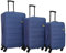 SIGN Stoffkoffer Reisekoffer Trolley (Handgepäck-Mittel-Groß-Set) + 5cm Dehnungsfuge (Blau, 3er Set)