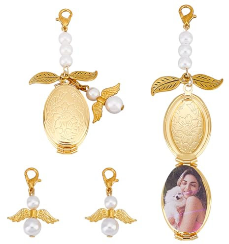 WADORN 4 ovales Blumenstrauß Medaillon. Legierung Hochzeitsstrauß Bilderrahmen Bouquet Charms Oval Braut Foto Anhänger Für Hochzeit Erinnerung Halskette Brautstrauß Hochzeitstag Geschenk