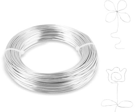 Behiruch Filo Alluminio 1mm, 50 m Filo di Ferro Modellabile Metallico, per Gioielli, L'Artigianato Della Scultura (Argento)