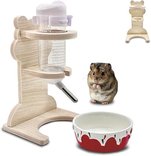 Hamster Trinkflasche Mit Ständer, 125 ml Nagertränke und Futternapf, Zubehör