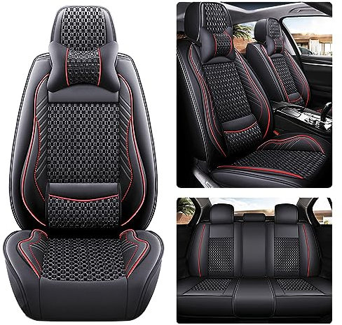maiqiken Autositzbezug für Infiniti Q45, Q50, Q60 Hbrid, Q70, Q70L, G25x,Q70h, Komplettset 5-Sitze, Deluxe - Schwarz rot