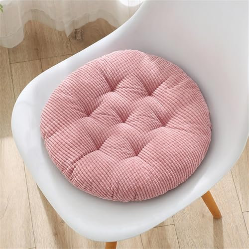 Morbuy Galette de Chaise Rond, Coussin de Chaise Velours Côtelé, Lavable de Coussin Chaise, Coussin Exterieur, Coussin Chaise Epais Tatami, pour Intérieur Extérieur Jardin (40X40cm-1PC,Rose)
