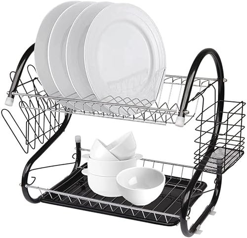 MIAOMI 2 Tier Dish Drainer Rack Holder Dish Chopsticks Drying Rack Organizer Shelf Plate Dish Cup Cutlery Plates Holder decorate