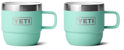 YETI Rambler Espresso Mug, Vacuum Insulated Stainless Steel Stackable Mug, Seafoam, 2 Pack de 6 oz (177 ml)