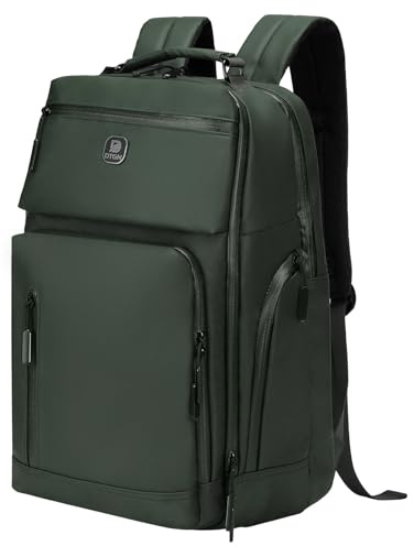 DTGN 30L 17 Inch Business Laptop Backpack Water Resistant Green | Padded laptop storage protects devices with flight approved carry on design for Work and Business