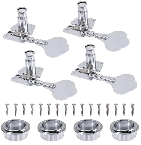 Qusedwey 4Pcs Guitar Tuning Pegs Electric Tuner Peg Guitar Open Gear Tuning Pegs Machine Heads for Guitar Silver