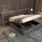 Upholstered Ottoman Bed, Hydraulic Storage Bed with Bedside Tables,USB,Sockets, 5ft King Size Bed Frame with Wide Headboard, Velvet Gas Lift Ottoman Bed With Storage & Wooden Slats, Grey, No Mattress