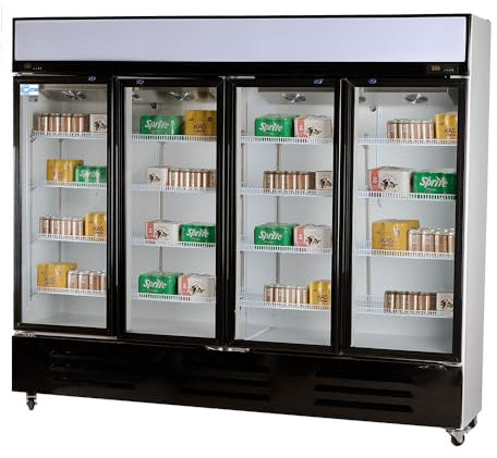 Cleiton® Armario Expositor Refrigerador 4 Puertas de Cristal 1300 Litros Doble Cristal Templado Refrigeracion Ventilada Antivaho 2300x550x1980 mm | Vitrina Expositora Refrigerada | Nevera Frio Bebidas