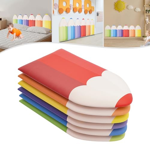 choayun 6 Pack Wall Padding for Kids, Peel and Stick Headboard, 9.8 X19.7 3D Anti Collision Upholstered Wall Panels, Self Adhesive Headboard Panel for Autism Playroom Protection