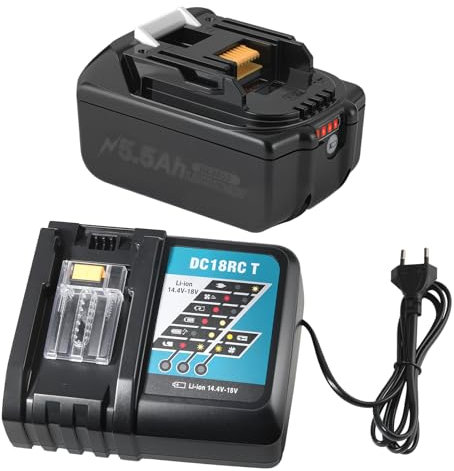 18V 5.5Ah Ersatz Akku für Makita 18V Akku mit Ladegerät Set BL1860B, BL1850, BL1840B, LXT400 | DC18RC 3A-Schnellladung, Überhitzungsschutz