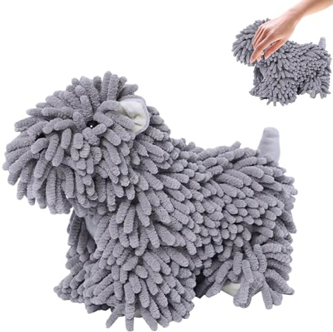 Chenille-Handtuch – Handtuch in Form eines Hundes, verschwommene Kugel, dekoratives Tier Hankie | Raupenkugel in Hundeform |, für Haustiere, dekorativ für die Küche