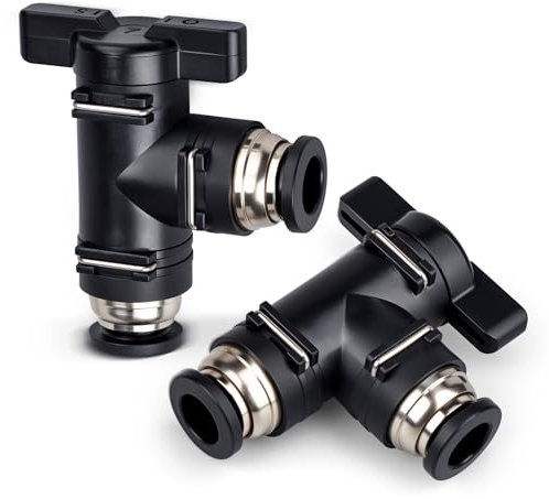Bwintech 2 Stück 8mm Pneumatik-Kugelhahn mit Steckanschluss BUL Luftdurchfluss-Regelventil mit geradem Schnellanschluss Luftschlauchverschraubungen