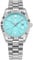 Alienwork Armbanduhr Herren Damen Silber Edelstahl Metallarmband Kalender Datum Hellblau Klassik Elegant