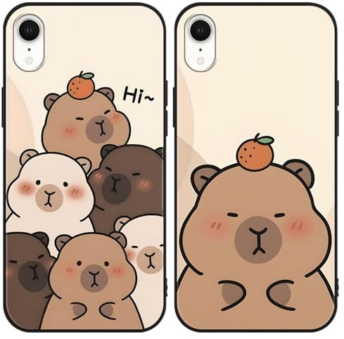 PBNDJVG Kawaii Phone Cases Funny Capybara Case for Apple iPhone XR 6.1 Inch, Anime Cartoon Cute Pattern Shockproof Soft TPU Silicone Gel Drop Protection Case for Women Girls
