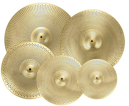 EHJRE Set di 5 piatti per batterista con hi-hat da 14 e crash da 16, Giallo