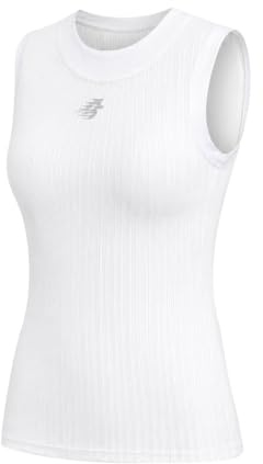 LAMEDA Leichte Fahrrad Unterhemd Damen Sommer Radtrikot Ärmellos Fahrradweste Atmungsaktiv Schnell Trocknend Elastisch Reflektierend Fahrradtrikot Innenweste Weiß