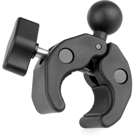 YALLSAME 1'' Ball Clamp Mount Base for Handlebar Rail 0.8-1.97''in Diameter | 1'' Ball Adapter with Tough-Claw for RAM Mounts B Size Double Socket Arm & Bike/Motorcycle/Phone Holder