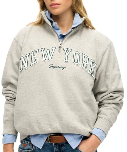 Superdry Damen Athletic Essentials Sweatshirt mit Applikation und Halbreißverschluss