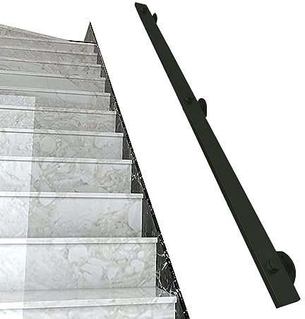MSHGSKU Corrimano per Scale | Corrimano per Scale Nero | Set corrimano per Scale in Tubo di Ferro Industriale | Corrimano Moderni per Scale da 1 2 3 4 5 6 Metri | Balaustra a Parete per in